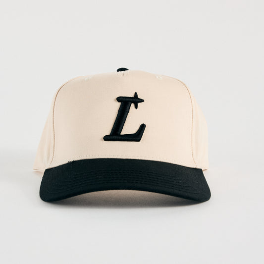 L STAR SNAPBACK- CREAM & BLACK